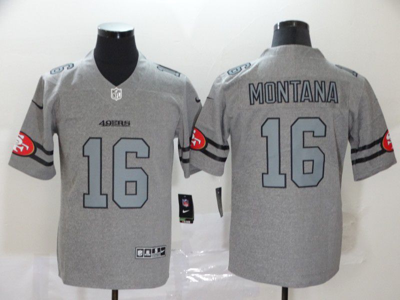 Men San Francisco 49ers #16 Montana Grey Retro Nike NFL Jerseys->san francisco 49ers->NFL Jersey